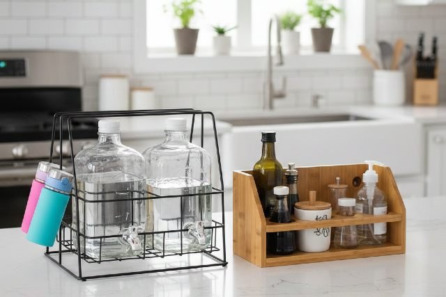 Bottle Rack Options for Water, and Kitchen Bottles