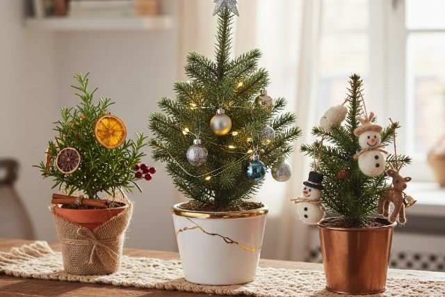 Potted Christmas Tree Decorating Ideas for Small Spaces
